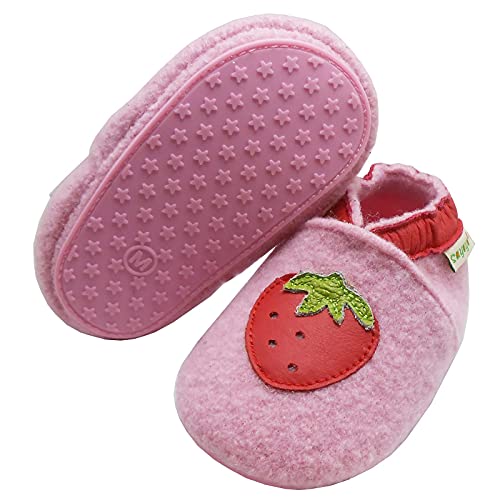 SAYOYO Erdbeere Lauflernschuhe Krabbelschuhe Wolle Babyschuhe Rosa 21/22 (12-18) L Monate von SAYOYO