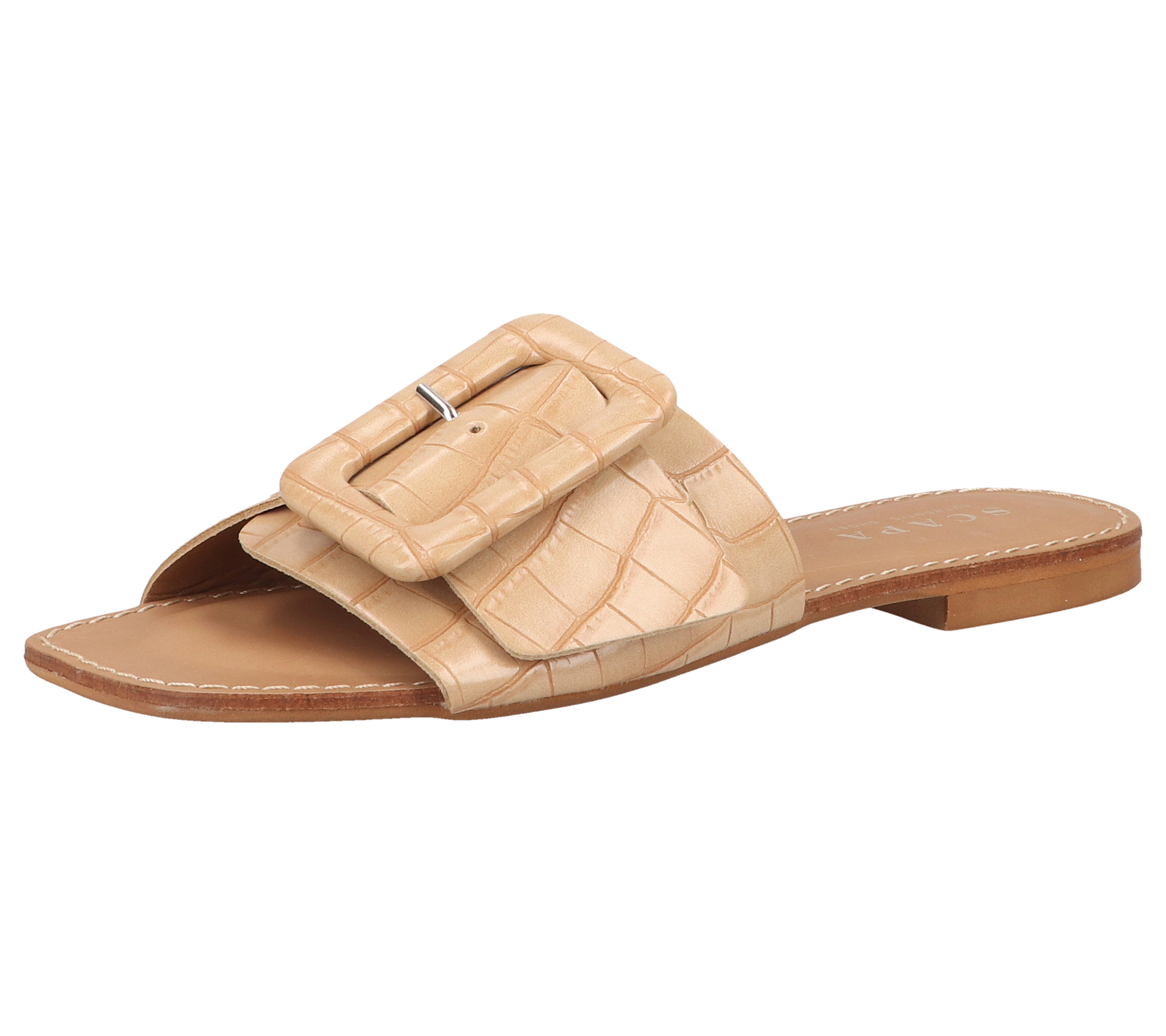 SCAPA Damen Echtleder-Slipper Pantolette Sommer-Schuhe Schlupf-Schuhe Made in Italy 01-1079749 Beige von SCAPA