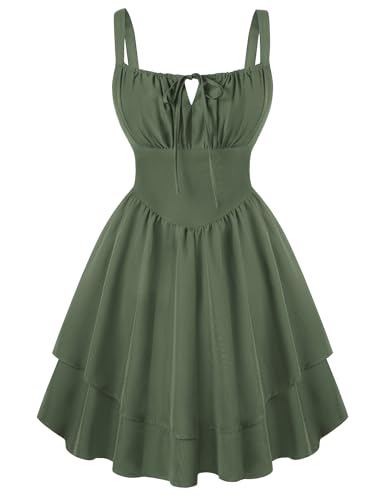 Damen Rockabilly Corsagenkleid A Linie Boho Flowy Swing Lolita Kleid Hell Graugrün XXL Damen Rockabilly Corsagenkleid A Linie Boho Flowy Swing Lolita Kleid Hell Graugrün XXL von SCARLET DARKNESS