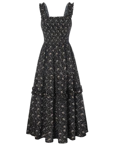 Damen Vintage Blumenkleid Gesmokt Taille Spaghetti Träger A-Linie Boho Corsagenkleid Schwarz L Damen Vintage Blumenkleid Gesmokt Taille Spaghetti Träger A-Linie Boho Corsagenkleid Schwarz L von SCARLET DARKNESS