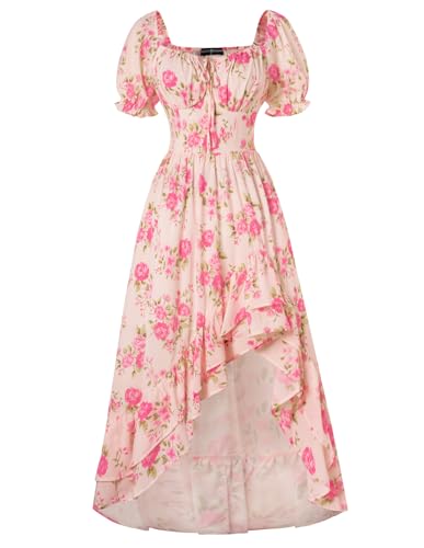 Damen Vintage Blumenkleider Rüschen Saum Puffärmel A-Linie Midi Casual Corsagenkleid Hellrosa XL Damen Vintage Blumenkleider Rüschen Saum Puffärmel A-Linie Midi Casual Corsagenkleid Hellrosa XL von SCARLET DARKNESS