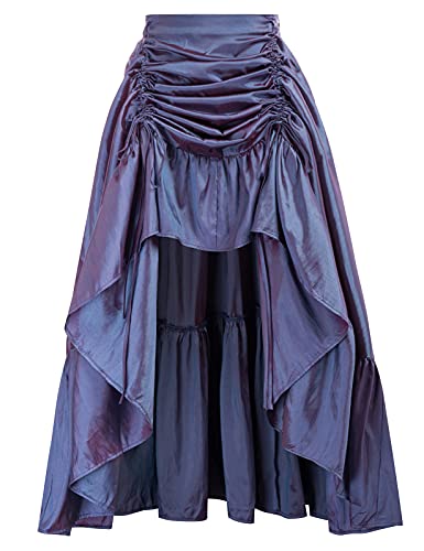 SCARLET DARKNESS Damen Gothic Steampunk Rock Viktorianischen High-Low Bustle Rock - Blau - XX-Large von SCARLET DARKNESS