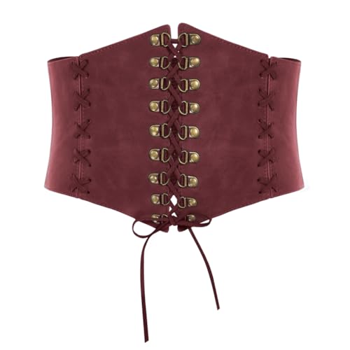 SCARLET DARKNESS Damen Mittelalter Miedergürtel Vintage Rotes Korsett Gebunden Stretchgürtel Rot Breiter XL von SCARLET DARKNESS