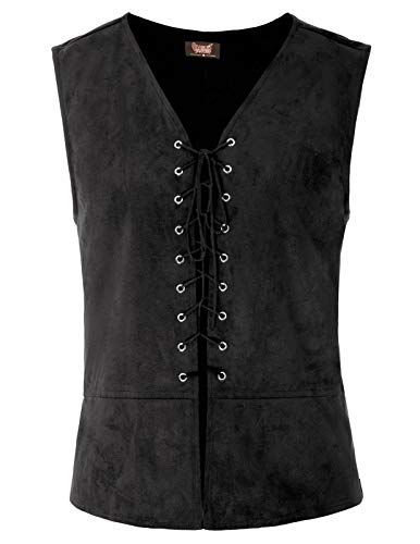 Scarlet Darkness Schnürweste Herren Renaissance Steampunk Gothik Weste - Schwarz - XXX-Large von SCARLET DARKNESS