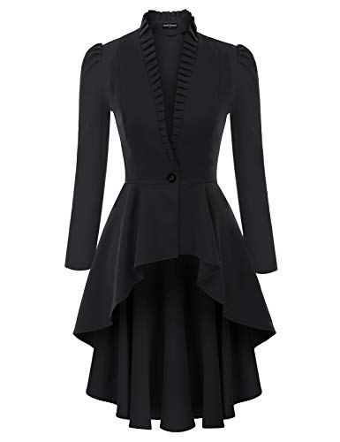 Scarlet Darkness Damen Gothic Steampunk Jacke Lange viktorianische Weste Jacke Top, Schwarzes Langarmshirt, M von SCARLET DARKNESS