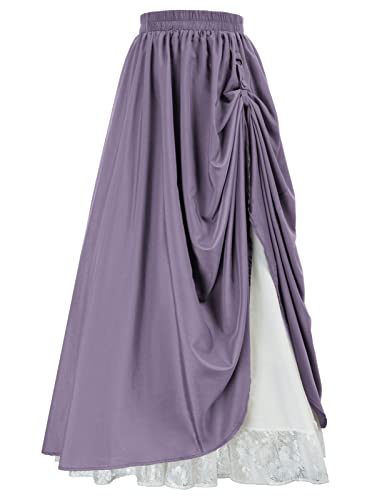 Scarlet Darkness Langer Maxi-Rock für Damen, doppellagige viktorianische Renaissance-Röcke, Violett, XX-Large von SCARLET DARKNESS