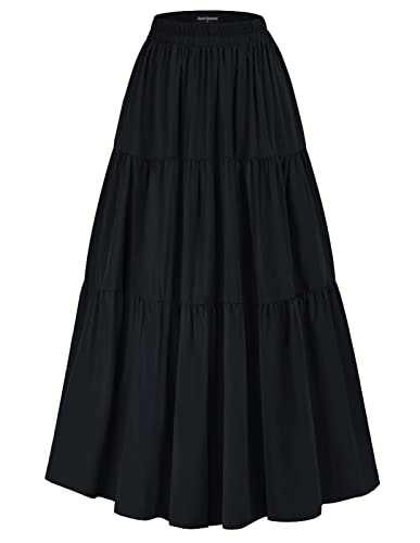 Scarlet Darkness Maxi Lange Röcke für Damen Sommer Flowy Renaissance Rock mit Taschen, Schwarz, XX-Large von SCARLET DARKNESS