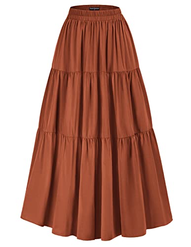 Scarlet Darkness Maxi-Röcke für Damen, Sommer, fließender Renaissance-Rock mit Taschen, Mandarine, Mittel von SCARLET DARKNESS