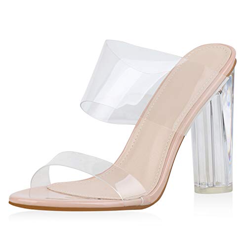 SCARPE VITA Damen Sandalen Pantoletten Transparente Mules Sommer Party Schuhe High Heels Lack Absatzschuhe 176334 Rosa 38 von SCARPE VITA