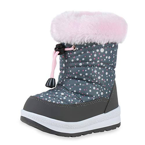 SCARPE VITA Kinder Warm Gefütterte Winter Boots Prints Profilsohle Winterschuhe Bequeme Kunstfell Schuhe 198356 Grau Rosa Weiss 24 von SCARPE VITA