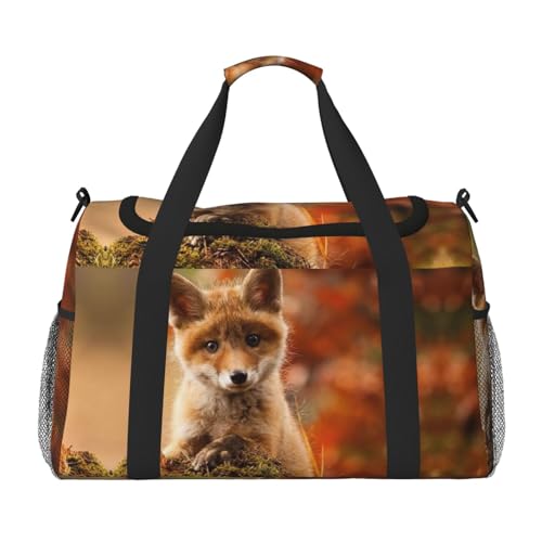 Cute Fox Handheld-Umhängetasche, Reisetasche, Reisetasche, Sporttasche, für Damen und Herren, Schwarz , Einheitsgröße Cute Fox Handheld-Umhängetasche, Reisetasche, Reisetasche, Sporttasche, für Damen und Herren, Schwarz , Einheitsgröße von SCAUA