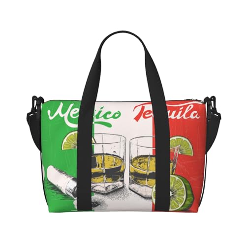 Dampfzug-Handtaschen für Reisen, Sport, Turnbeutel, Handreisetasche, Crossbody-Tasche für Damen und Herren, Mexiko-Flagge und Tequila, Einheitsgröße von SCAUA