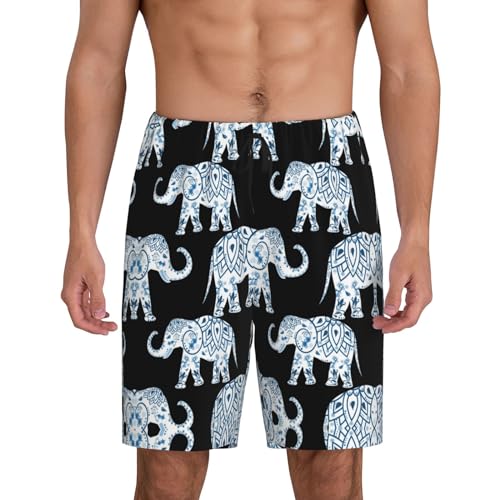 Elephant Herren-Pyjama-Shorts, Schlaf-Shorts, weich, bequem, Lounge-Pyjamahose mit Taschen, elefant, XL von SCAUA