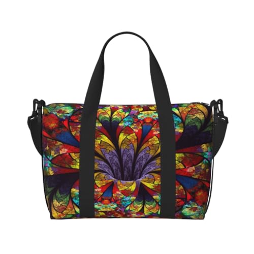 Musik-Handtaschen für Reisen, Sporttasche, Reisetasche, Crossbody-Tasche für Damen und Herren, Buntglas mit Blumendesign, Einheitsgröße von SCAUA