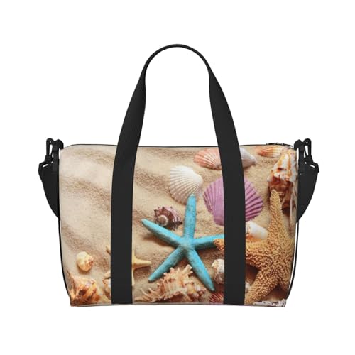 SCAUA Bunte Handtaschen für Reisen, Sport, Turnbeutel, Handreisetasche, Crossbody-Tasche für Damen und Herren, Muscheln am Strand, Einheitsgröße von SCAUA