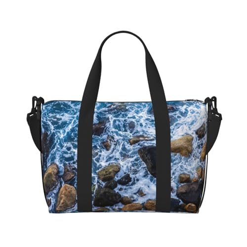 SCAUA Tropische Ozean-Seefisch-Handtasche für Reisen, Sport, Turnbeutel, Handreisetasche, Crossbody-Tasche für Damen und Herren, Meeressteine, Einheitsgröße von SCAUA