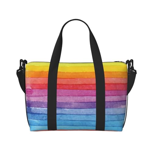 Sommer-Sonnenblumen-Handtaschen für Reisen, Sport, Turnbeutel, Handreisetasche, Crossbody-Tasche für Damen und Herren, Bunte Regenbogenstreifen, Einheitsgröße von SCAUA