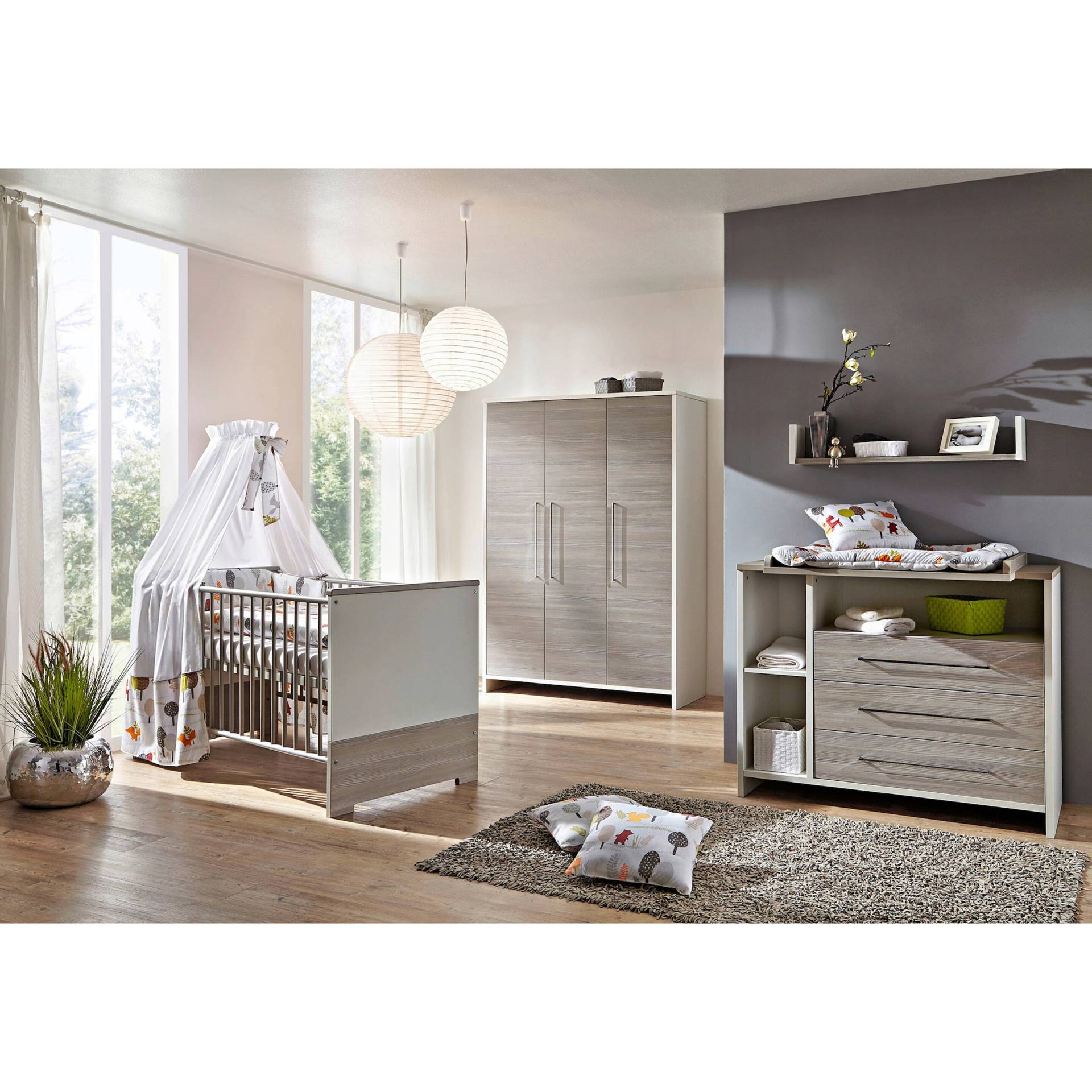 Schardt 3-tlg. Babyzimmer Eco Silber mit 3-türigem Kleiderschrank von Schardt