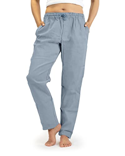 SCHAZAD Leinenhose Chino Frauen, Made in Germany (L, taubenblau) von SCHAZAD