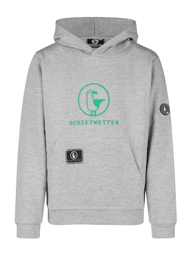 SCHIETWETTER Unisex Kinder Hoodie Toni, Kapuzenpullover, Kapuzenhoodie, Sweater, Sweatshirt, kuschelig, mit Kängurutasche Grey Mel/neon Green 164 von SCHIETWETTER