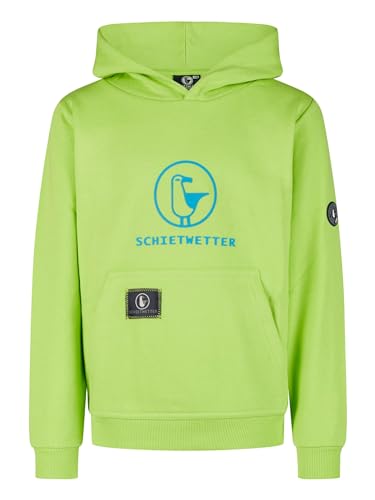 SCHIETWETTER Unisex Kinder Hoodie Toni, Kapuzenpullover, Kapuzenhoodie, Sweater, Sweatshirt, kuschelig, mit Kängurutasche Lime/azuro 152 von SCHIETWETTER