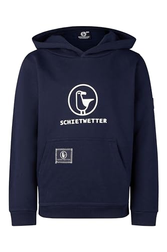 SCHIETWETTER Unisex Kinder Hoodie Toni, Kapuzenpullover, Kapuzenhoodie, Sweater, Sweatshirt, kuschelig, mit Kängurutasche Navy/White 164 von SCHIETWETTER