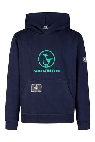 SCHIETWETTER Unisex Kinder Hoodie Toni, Kapuzenpullover, Kapuzenhoodie, Sweater, Sweatshirt, kuschelig, mit Kängurutasche Navy-Neongreen 164 von SCHIETWETTER