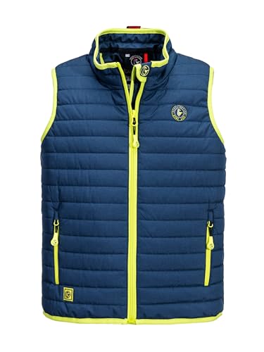 SCHIETWETTER Unisex Kinder Steppweste Stian, mit Reflektoren, leicht gefüttert, navy-lime 116 von SCHIETWETTER