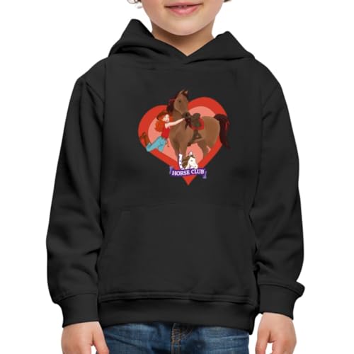 Spreadshirt Schleich Horse Club Hannah & Cayenne Herzmotiv Kinder Premium Hoodie, 134/146 (9-11 Jahre), Schwarz von SCHLEICH