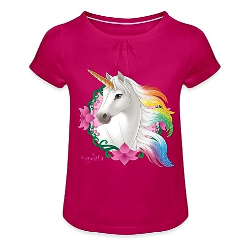 Spreadshirt Schleich Bayala Regenbogeneinhorn Stute Mädchen T-Shirt mit Raffungen, 8 Jahre, Fuchsia von SCHLEICH