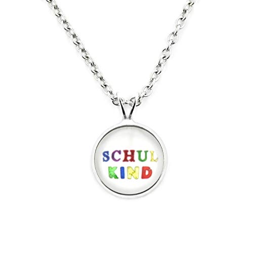 SCHMUCKZUCKER Kinder Kette mit kleinem Anhänger Motiv Schulkind Kurze Edelstahl Kette - Geschenk Einschulung Mädchen Silber Bunt 14mm von SCHMUCKZUCKER