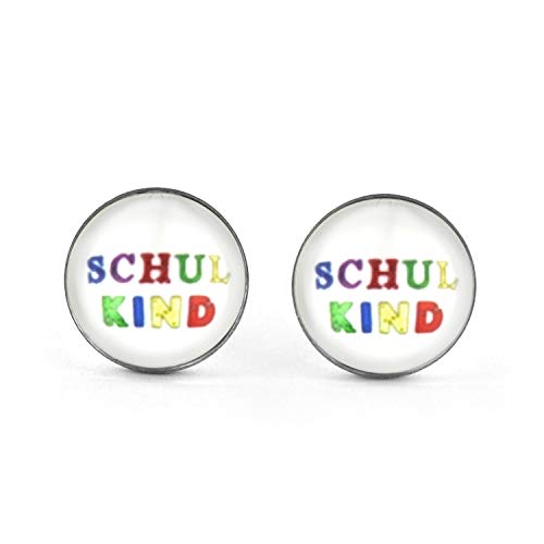 SCHMUCKZUCKER Kinder Ohrstecker Motiv Schulkind - kleine Edelstahl Ohrringe Geschenk Einschulung Mädchen Silber Bunt 10mm von SCHMUCKZUCKER