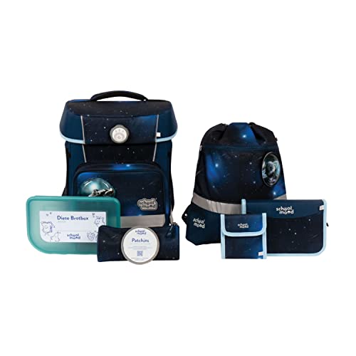 SCHOOL-MOOD - Schulranzen Set Weltall, 7-teilig - Hero Maxx Air+ - inkl. Zubehör - ergonomischer Schulranzen Jungen & Mädchen - Schultasche für Kinder in der 1. bis 4. Klasse Moritz (Weltall) von SCHOOL-MOOD