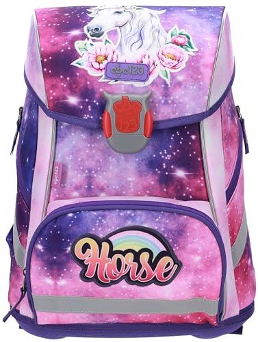 PFERDE HORSES SCHULRANZEN SET MÄDCHEN 1 KLASSE | SET 5 TEILIG LED FÜR GRUNDSCHULE | SUPER LEICHT | ERGONOMISCH und ANATOMISCH | FEDERMÄPPCHEN SPORTBEUTEL SCHLAMPER GELDBÖRSE von SCOOLSTAR