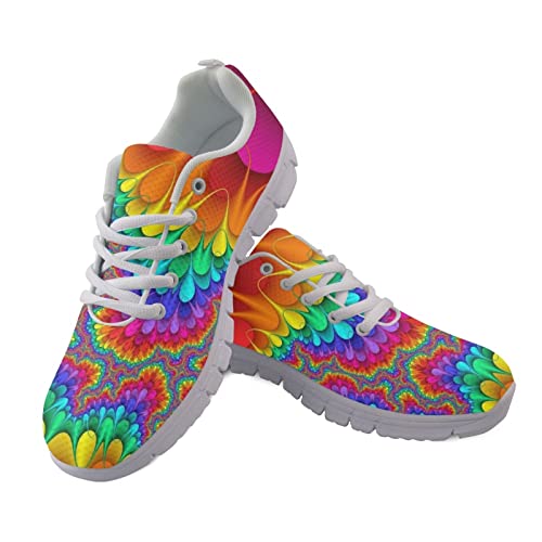 SCRAWLGOD Herren Sportschuhe Casual Tennis Sneakers Atmungsaktiv Schnürschuh Walking Laufschuhe, Hippie Rainbow, 40 2/3 EU von SCRAWLGOD