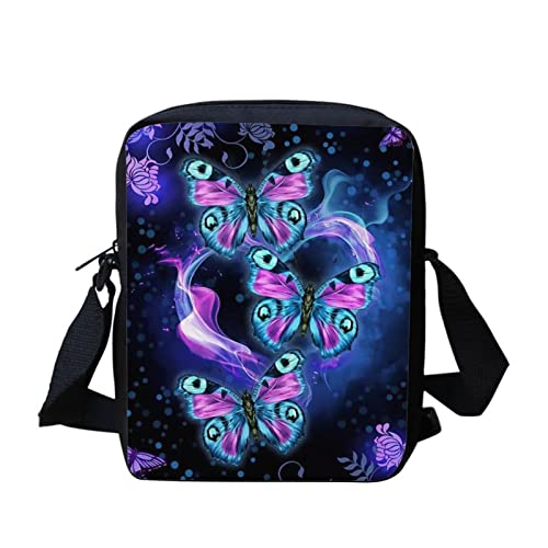 SCRAWLGOD Messenger-Tasche für Damen, Mini-Handtasche, Schultertasche, tägliche Schule, Umhängetasche für Teenager und Mädchen, Blumen-Schmetterling, Einheitsgröße von SCRAWLGOD