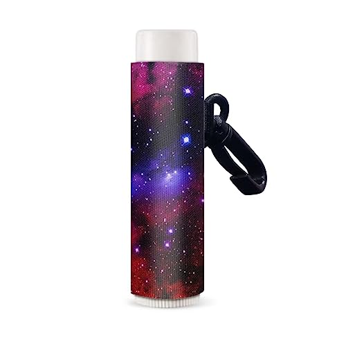 SCRAWLGOD Lippenbalsam Halter Modische Lippenstift Fall für Geldbörse Lippenbalsam Halter Schlüsselanhänger für Frauen Reise Zubehör, Lila Galaxy, Einheitsgröße von SCRAWLGOD