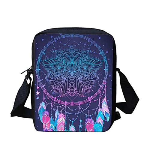 SCRAWLGOD Messenger-Tasche für Damen, Mini-Handtasche, Schultertasche, tägliche Schule, Umhängetasche für Teenager und Mädchen, Bohe Mandala Floral, Einheitsgröße von SCRAWLGOD