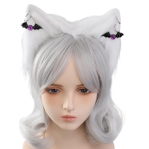Plüsch-Ohr-Stirnbänder mit Auge und Schleife, Plüsch-Stirnbänder für Anime-Themenversammlungen, Halloween-Geschenk für Mädchen, Katzen, Ohren-Stirnbänder, Erwachsenengröße, Katzenohr-Stirnbänder zum von SCUDGOOD