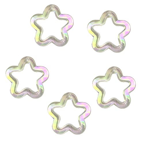 SCUDGOOD 5 Stück Kristall Acryl Stern Perlen Gemischte Bunte Stern Abstandsperlen Für DIY Armband Anhänger Mit Loch Winzige Stern Charm Dekoration Handgefertigte Stern Perle von SCUDGOOD