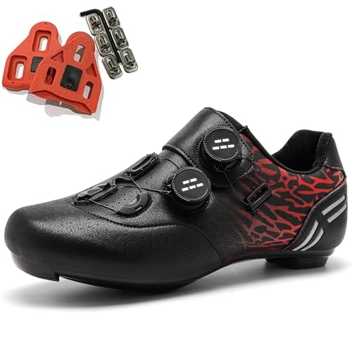 SDEQA Fahrradschuhe Herren Mode, Rennrad Schuhe Kompatibel mit Peloton Look SPD SPD-SL Delta Lock Pedal Entsperren Schuhe Spinning Rennradschuhe,Schwarz,48 EU von SDEQA