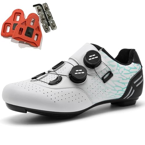 SDEQA Fahrradschuhe Herren Mode, Rennrad Schuhe Kompatibel mit Peloton Look SPD SPD-SL Delta Lock Pedal Entsperren Schuhe Spinning Rennradschuhe,Weiß,37 EU von SDEQA