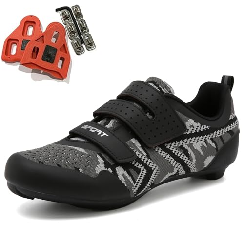 SDEQA Fahrradschuhe Herren Radschuhe Damen Atmungsaktive Kompatibel mit Peloton Look SPD SPD-SL Delta Lock Pedal Radsportschuhe Spin MTB Schuhe,Schwarz,37 EU von SDEQA