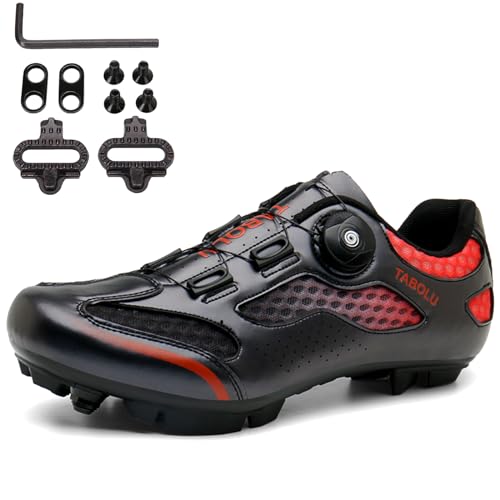 SDEQA Fahrradschuhe MTB Herren Damen, Radschuhe Mountainbike Schuhe Sneaker Kompatibel Mit SPD 2 Schrauben Mit Cleats Outdoor-Fahrrad Indoor Schuhe mit Schnalle,Schwarz,37 EU von SDEQA