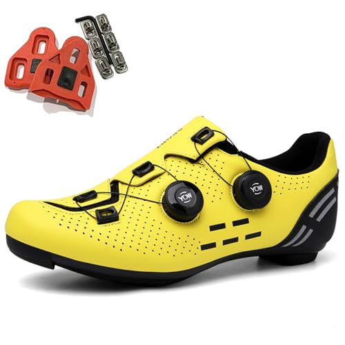 SDEQA Fahrradschuhe Rennradschuhe für Herren, Kompatibe mit Peloton Look SPD SPD-SL Delta Lock Pedal Spin Reitschuhe Unisex,Gelb,39 EU von SDEQA