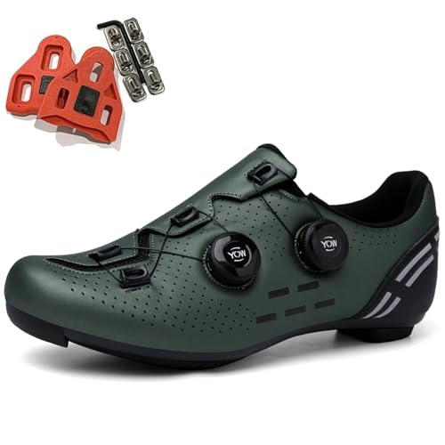 SDEQA Fahrradschuhe Rennradschuhe für Herren, Kompatibe mit Peloton Look SPD SPD-SL Delta Lock Pedal Spin Reitschuhe Unisex,Grün,36 EU von SDEQA