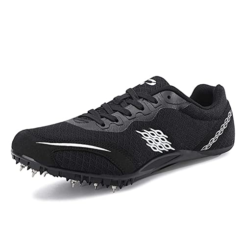 SDEQA Leichtathletik-Spike-Schuhe Herren Laufschuhe Für Sprints, 8 abnehmbaren Nägel Leichtathletikschuhe mit Spikes & Sprint Herren Kinder Damen Jugendsportschuhe,Schwarz,38 EU von SDEQA