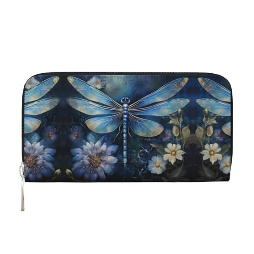 SDFHU Art Blue Damen-Geldbörse, Libellen-Druck, trendig, reisefreundlich, 20 x 8 cm, lässige Clutch, Geschenk für Damen, Schwarz, Einheitsgröße, Kunst SDFHU Art Blue Damen-Geldbörse, Libellen-Druck, trendig, reisefreundlich, 20 x 8 cm, lässige Clutch, Geschenk für Damen, Schwarz, Einheitsgröße, Kunst von SDFHU
