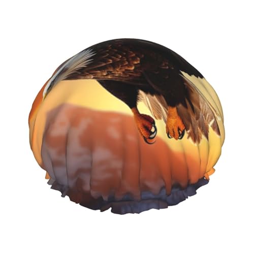 Adler fliegt im Sonnenuntergang Duschhaube für Frauen, doppellagig, dicke Haarkappen, wiederverwendbar, wasserdicht, Badekappen mit elastischem Band, Haarmütze, waschbar, Duschhut für Männer und Adler fliegt im Sonnenuntergang Duschhaube für Frauen, doppellagig, dicke Haarkappen, wiederverwendbar, wasserdicht, Badekappen mit elastischem Band, Haarmütze, waschbar, Duschhut für Männer und von SDTYKHJ