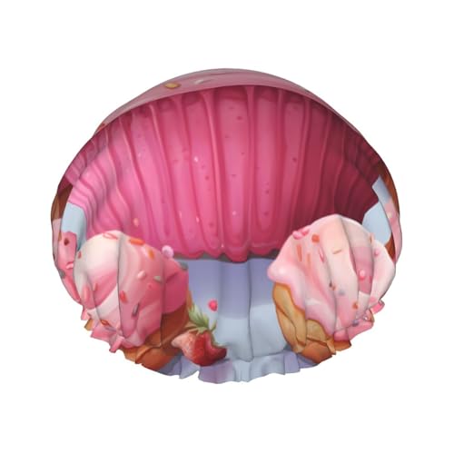 Donut- und Cupcake-Duschhaube für Damen, doppellagig, dicke Haarkappen, wiederverwendbar, wasserdicht, Badekappen mit elastischem Band, Haarmütze, waschbar, Duschhut für Männer und Frauen, Spa-Salon Donut- und Cupcake-Duschhaube für Damen, doppellagig, dicke Haarkappen, wiederverwendbar, wasserdicht, Badekappen mit elastischem Band, Haarmütze, waschbar, Duschhut für Männer und Frauen, Spa-Salon von SDTYKHJ
